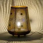 Lampada da tavolo artigianale intarsiata nera grande