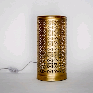 Lampada da tavolo artigianale intarsiata oro