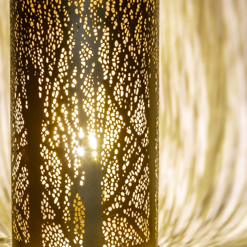 Lampada da tavolo artigianale intarsiata oro