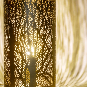 Lampada da tavolo artigianale intarsiata oro