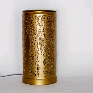 Lampada da tavolo artigianale intarsiata oro