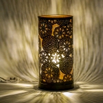 Lampada da tavolo artigianale intarsiata nera