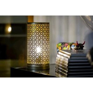 Lampada da tavolo artigianale intarsiata oro