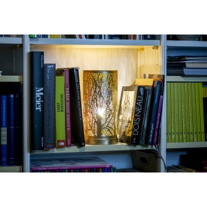 Lampada da tavolo artigianale intarsiata oro